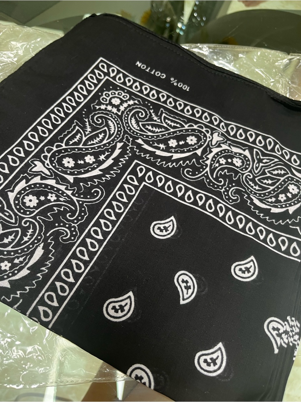 Black Bandana Scarf - Classic Paisley Cotton